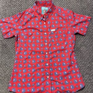 DIXXON Red and Blue Patterned Women’s Shirt
